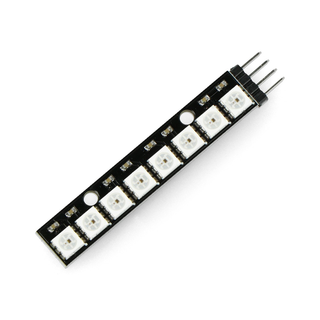 Listwa LED RGB WS2812 5050 x 8 diod - 53mm - wlutowane złącza